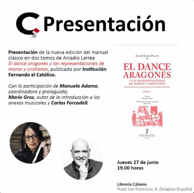  Manuela Adamo y Mario Gros presentan 'El dance aragonés y las representaciones de moros y cristianos. Contribución al estudio del teatro popular'